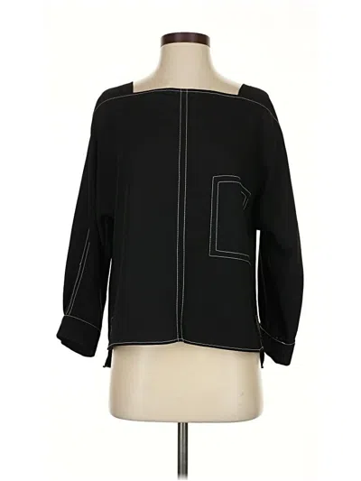 Pre-owned Zara 3/4 Sleeve Blouse In Black