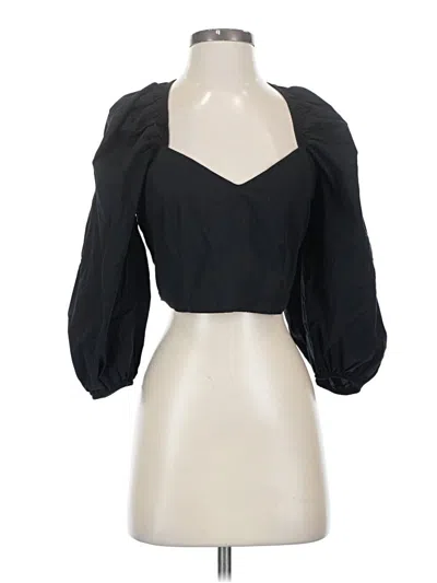 Pre-owned Zara 3/4 Sleeve Blouse In Black