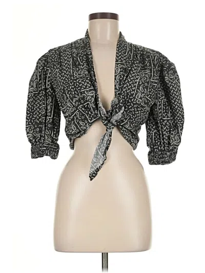 Pre-owned Zara 3/4 Sleeve Blouse In Black
