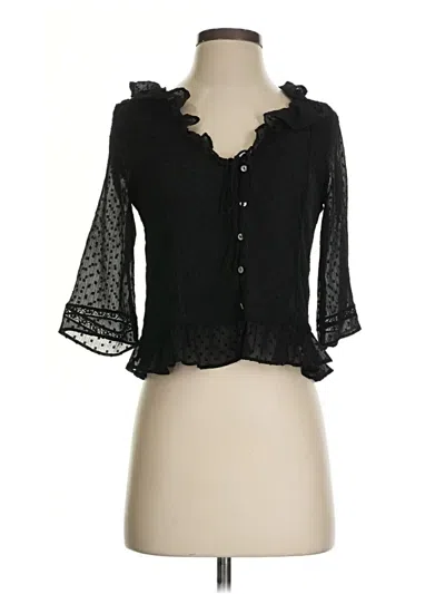 Pre-owned Zara 3/4 Sleeve Blouse In Black