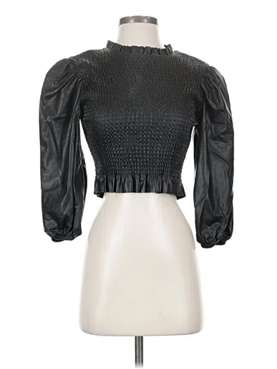 Pre-owned Zara 3/4 Sleeve Blouse In Black