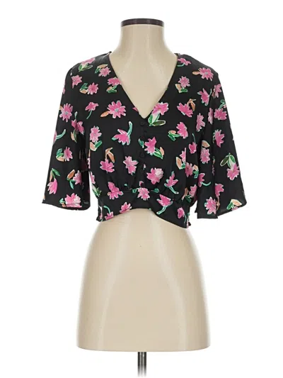 Pre-owned Zara 3/4 Sleeve Blouse In Black