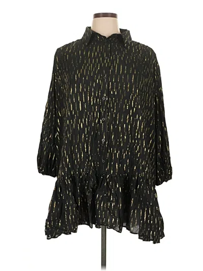 Pre-owned Zara 3/4 Sleeve Blouse In Black
