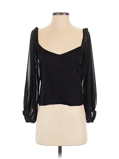 Pre-owned Zara 3/4 Sleeve Blouse In Black