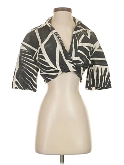 Pre-owned Zara 3/4 Sleeve Blouse In Black