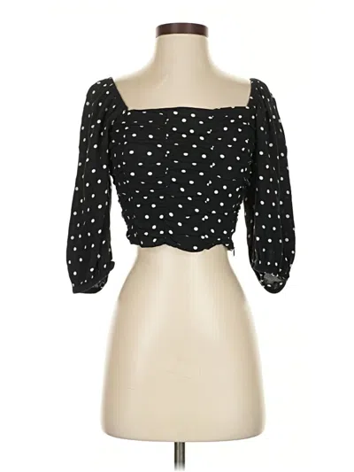 Pre-owned Zara 3/4 Sleeve Blouse In Black