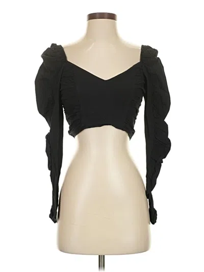 Pre-owned Zara 3/4 Sleeve Blouse In Black