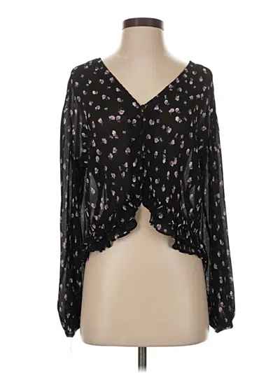 Pre-owned Zara 3/4 Sleeve Blouse In Black