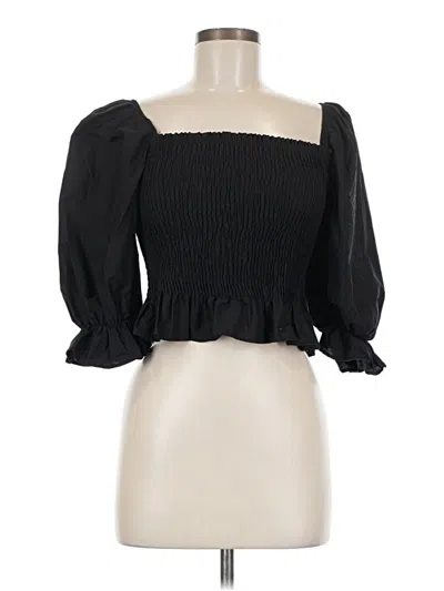 Pre-owned Zara 3/4 Sleeve Blouse In Black