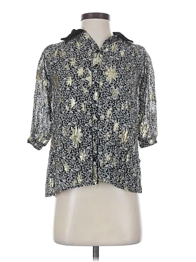 Pre-owned Zara 3/4 Sleeve Blouse In Black