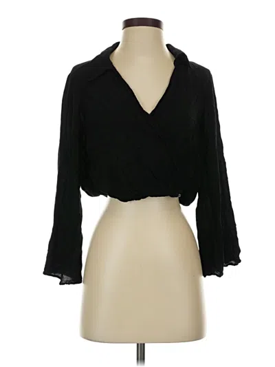 Pre-owned Zara 3/4 Sleeve Blouse In Black