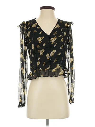 Pre-owned Zara 3/4 Sleeve Blouse In Black