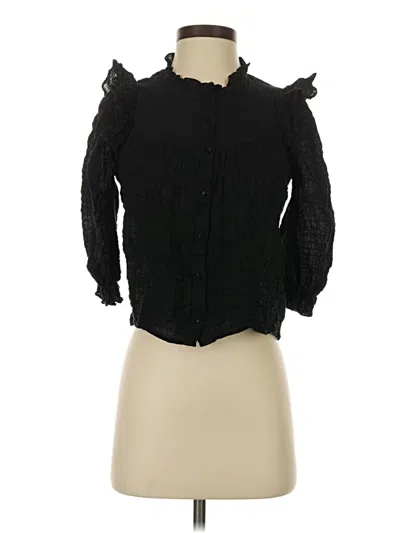 Pre-owned Zara 3/4 Sleeve Blouse In Black
