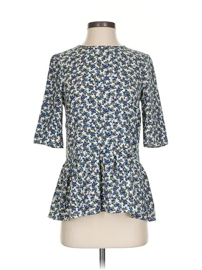 Pre-owned Zara 3/4 Sleeve Blouse In Blue