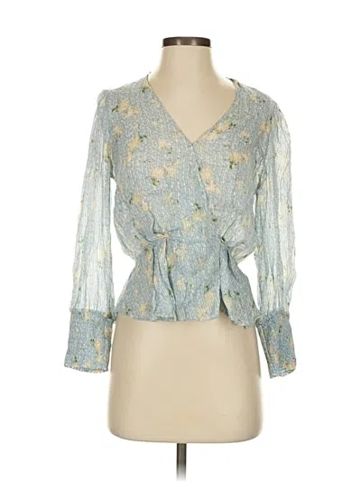 Pre-owned Zara 3/4 Sleeve Blouse In Blue