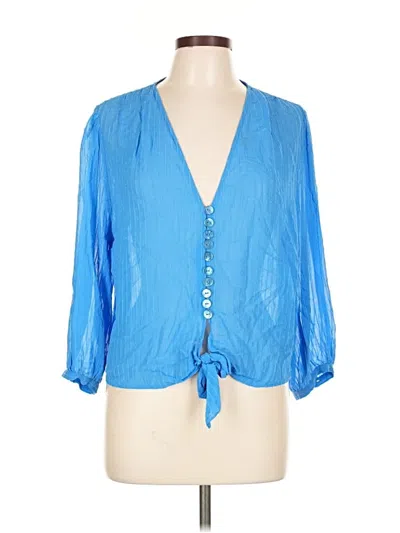 Pre-owned Zara 3/4 Sleeve Blouse In Blue