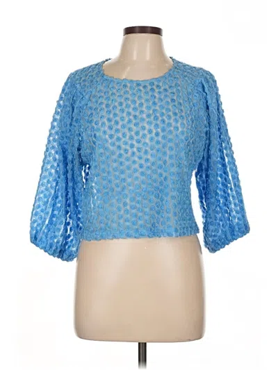 Pre-owned Zara 3/4 Sleeve Blouse In Blue