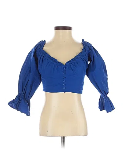 Pre-owned Zara 3/4 Sleeve Blouse In Blue