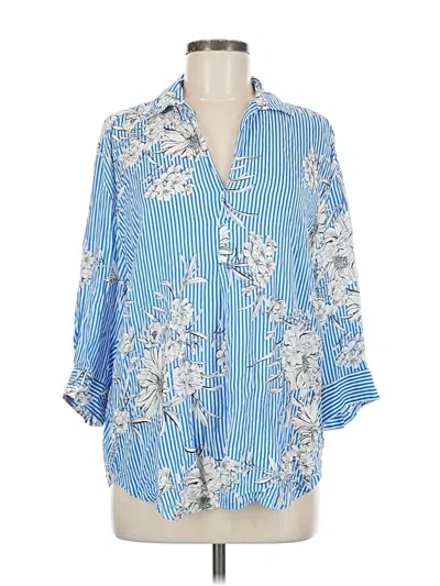 Pre-owned Zara 3/4 Sleeve Blouse In Blue