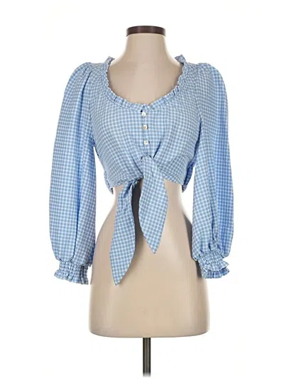 Pre-owned Zara 3/4 Sleeve Blouse In Blue