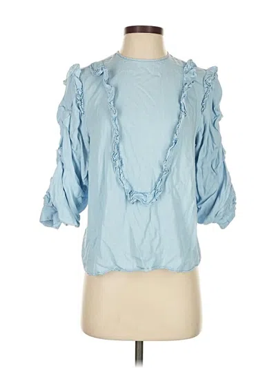 Pre-owned Zara 3/4 Sleeve Blouse In Blue