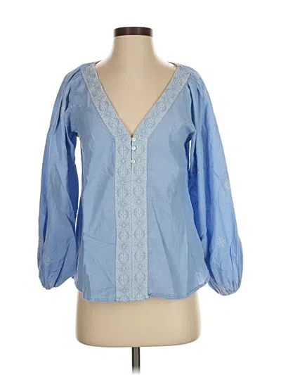 Pre-owned Zara 3/4 Sleeve Blouse In Blue