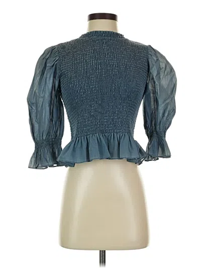 Pre-owned Zara 3/4 Sleeve Blouse In Blue