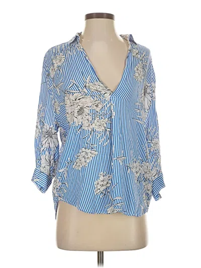 Pre-owned Zara 3/4 Sleeve Blouse In Blue