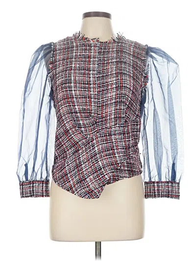 Pre-owned Zara 3/4 Sleeve Blouse In Blue