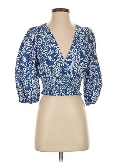 Pre-owned Zara 3/4 Sleeve Blouse In Blue