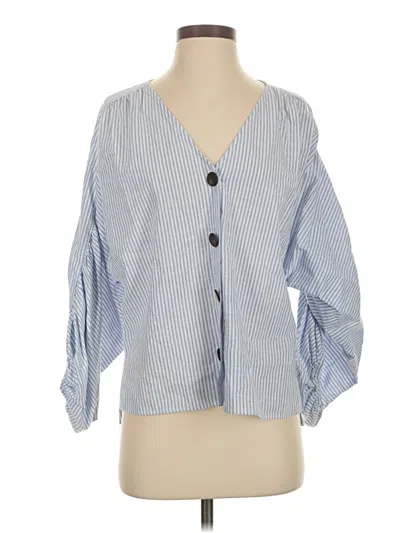 Pre-owned Zara 3/4 Sleeve Blouse In Blue