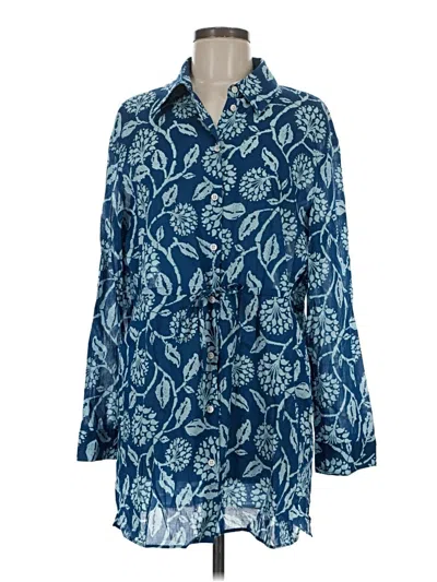 Pre-owned Zara 3/4 Sleeve Blouse In Blue