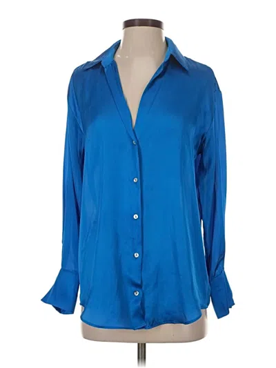 Pre-owned Zara 3/4 Sleeve Blouse In Blue