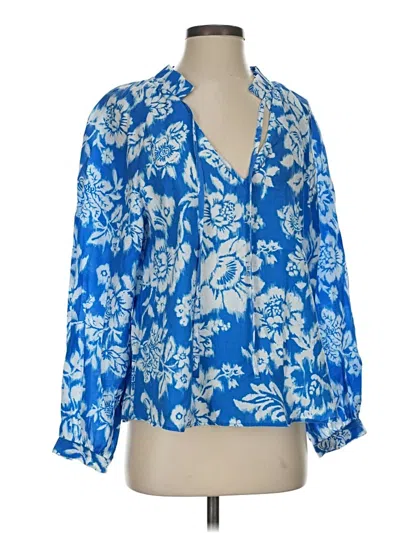 Pre-owned Zara 3/4 Sleeve Blouse In Blue