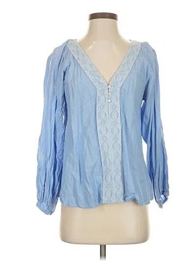 Pre-owned Zara 3/4 Sleeve Blouse In Blue