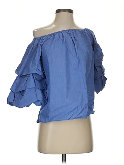 Pre-owned Zara 3/4 Sleeve Blouse In Blue