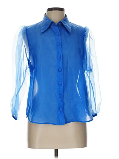 Pre-owned Zara 3/4 Sleeve Blouse In Blue