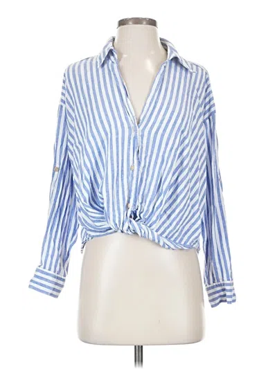 Pre-owned Zara 3/4 Sleeve Blouse In Blue