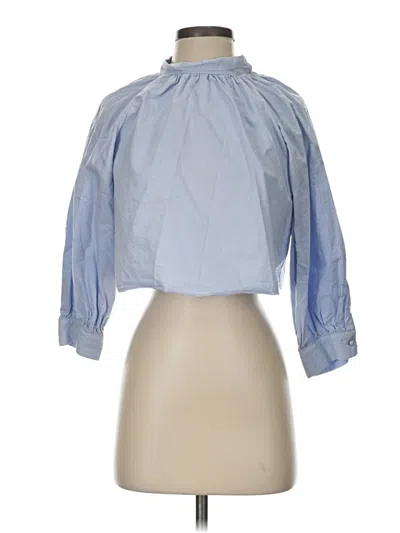 Pre-owned Zara 3/4 Sleeve Blouse In Blue