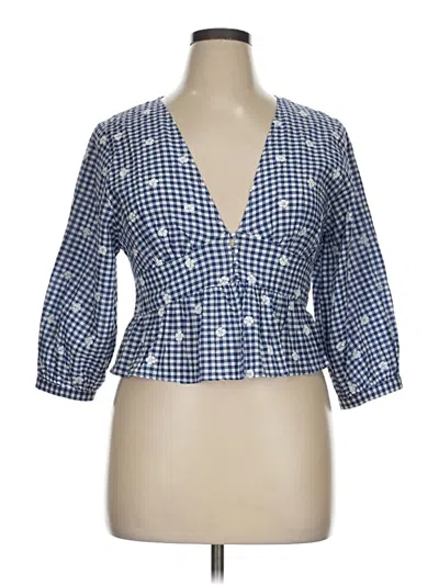 Zara 3/4 Sleeve Blouse In Blue