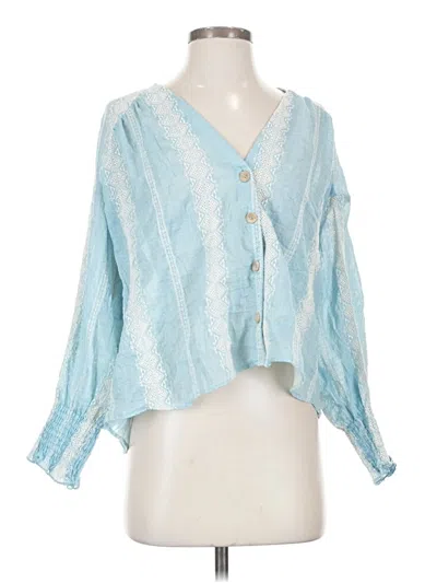 Pre-owned Zara 3/4 Sleeve Blouse In Blue