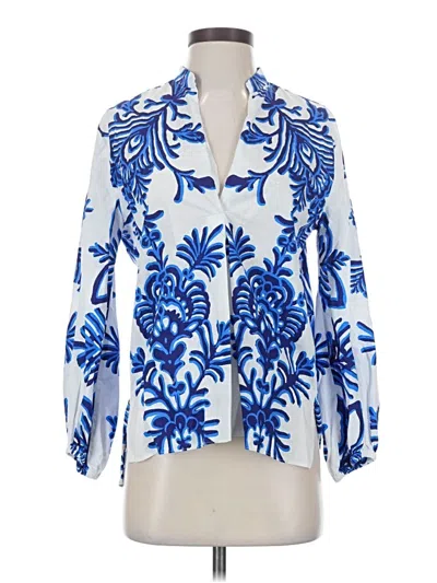 Pre-owned Zara 3/4 Sleeve Blouse In Blue