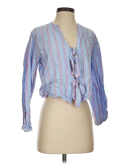 Pre-owned Zara 3/4 Sleeve Blouse In Blue