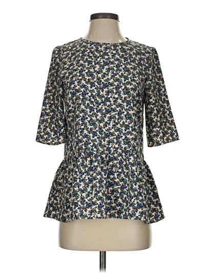 Pre-owned Zara 3/4 Sleeve Blouse In Blue