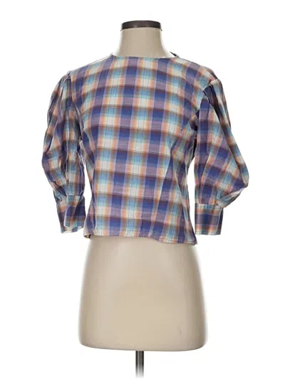 Pre-owned Zara 3/4 Sleeve Blouse In Blue