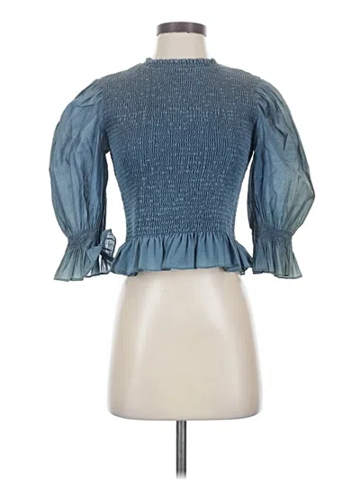 Pre-owned Zara 3/4 Sleeve Blouse In Blue