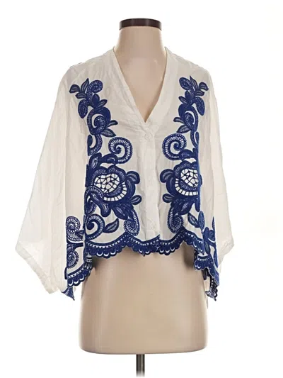 Pre-owned Zara 3/4 Sleeve Blouse In Blue