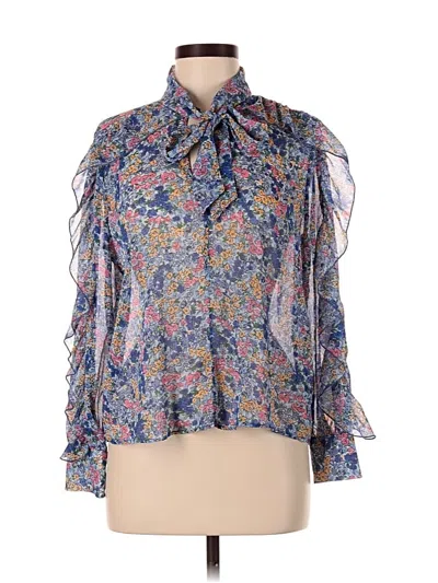 Pre-owned Zara 3/4 Sleeve Blouse In Blue