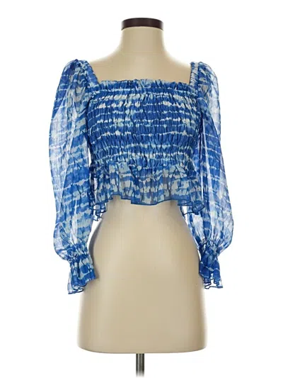 Pre-owned Zara 3/4 Sleeve Blouse In Blue