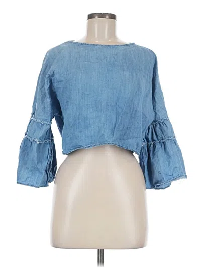 Pre-owned Zara 3/4 Sleeve Blouse In Blue